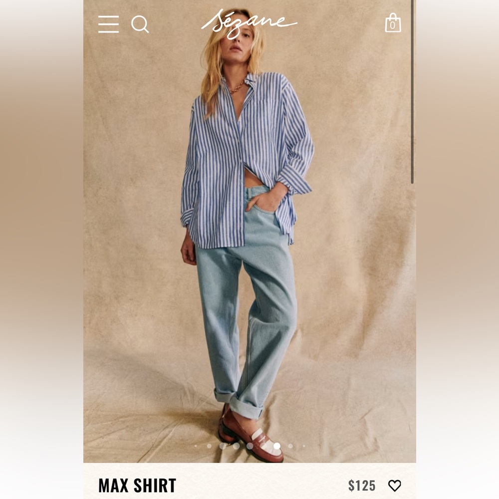 Sézane Max Shirt Ecru / Blue - Size 34